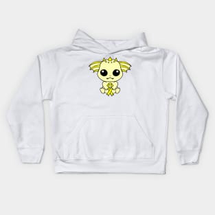 Cute Creature Holding an Awareness Ribbon (Yellow) Kids Hoodie